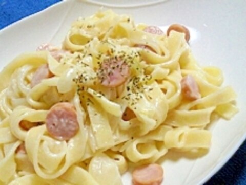 ヘルシーで簡単☆フェットチーネのクリームパスタ